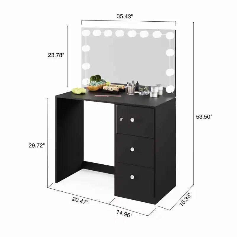 Elvira Lighted Makeup Vanity - Boahaus