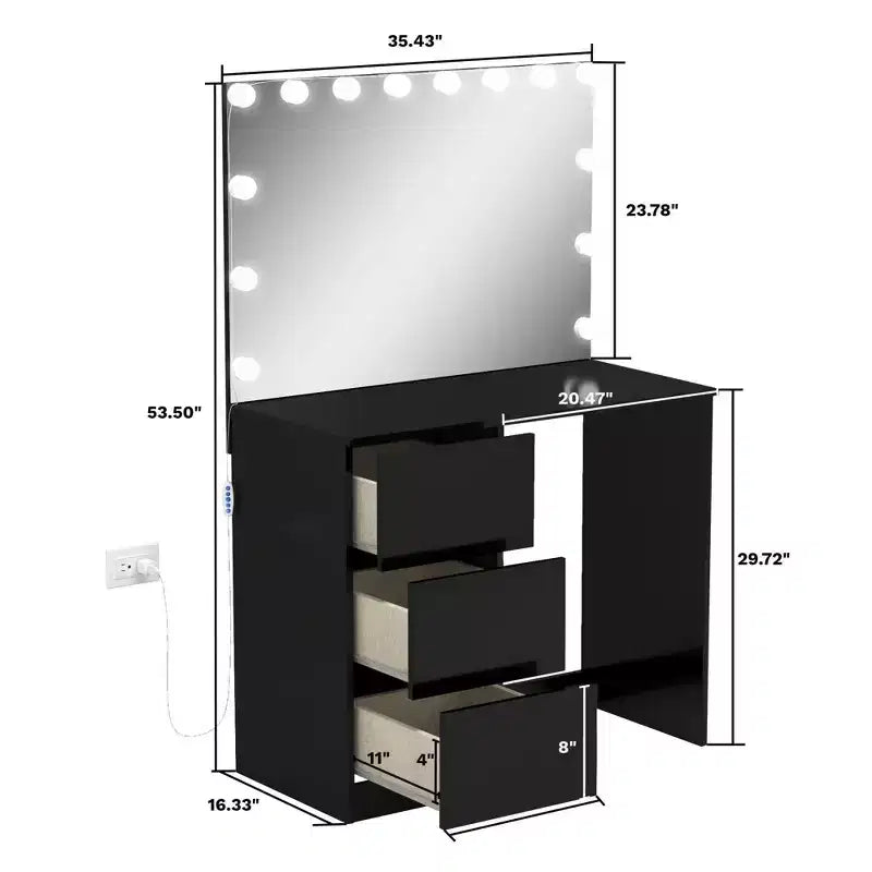 Elvira Lighted Makeup Vanity - Boahaus