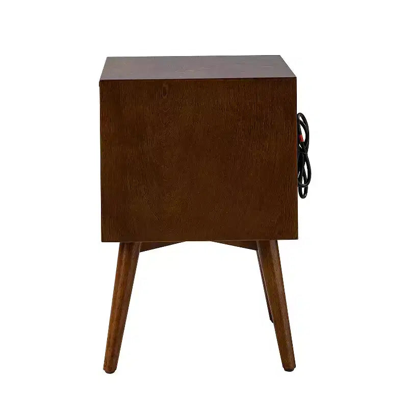 Doris 2 - Drawer Mid-century end table with Built-In Outlets | HULALA HOME