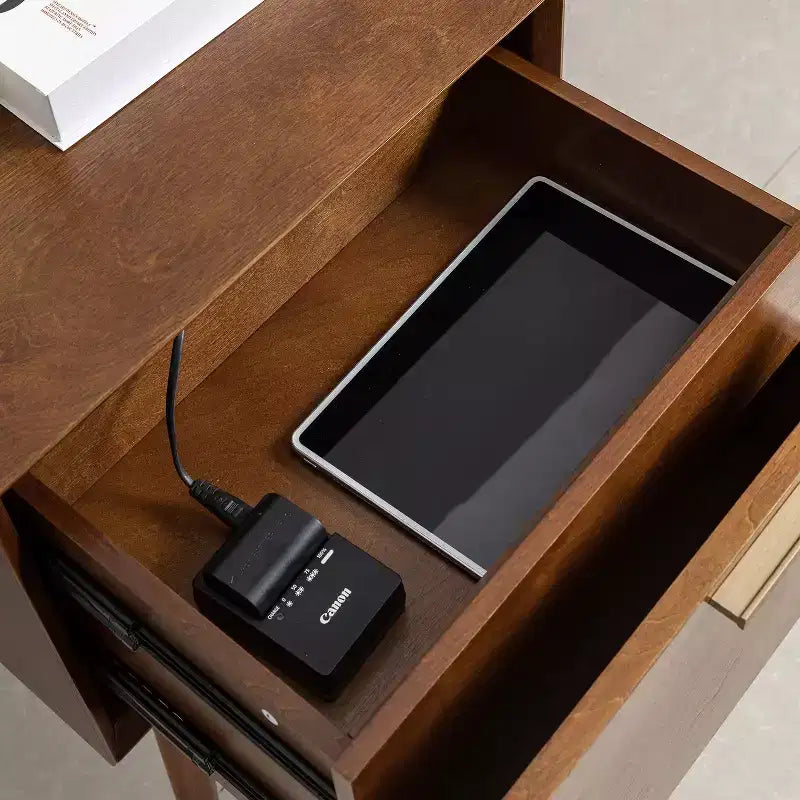 Doris 2 - Drawer Mid-century end table with Built-In Outlets | HULALA HOME