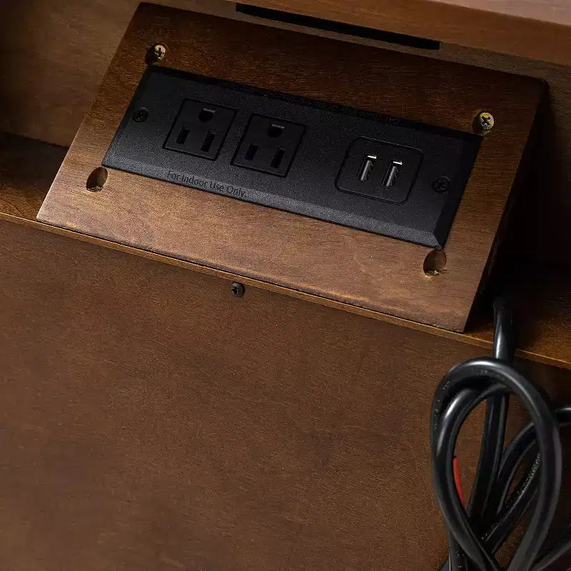 Doris 2 - Drawer Mid-century end table with Built-In Outlets | HULALA HOME