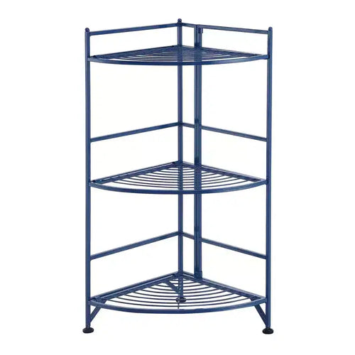 32.5 Extra Storage 3 Tier Folding Metal Corner Shelf - Breighton Home