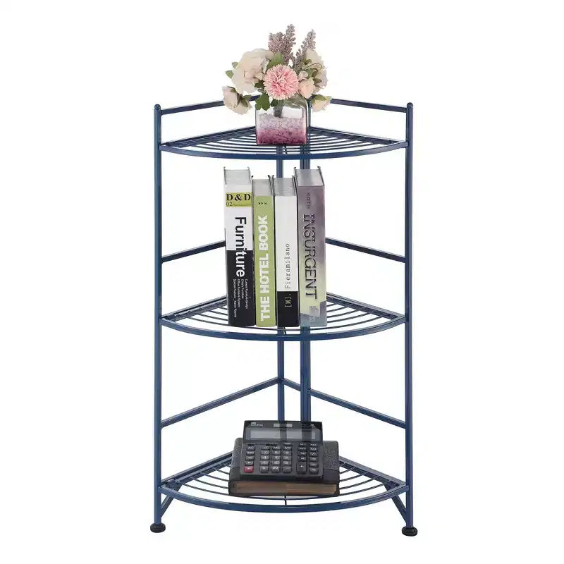 32.5 Extra Storage 3 Tier Folding Metal Corner Shelf - Breighton Home