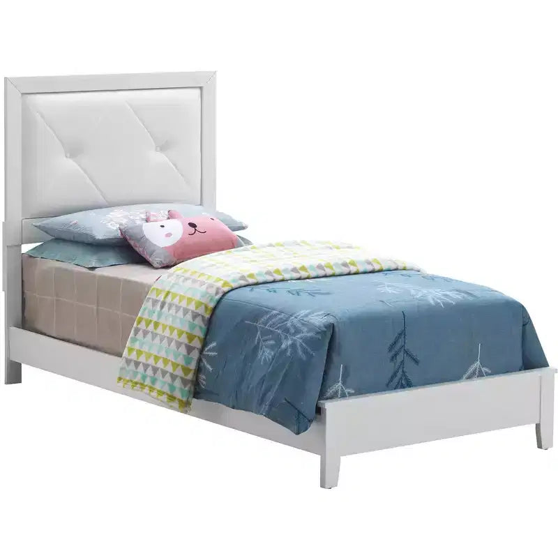 Passion Furniture Primo Tufted Faux Leather Upholstered Twin Panel Bed