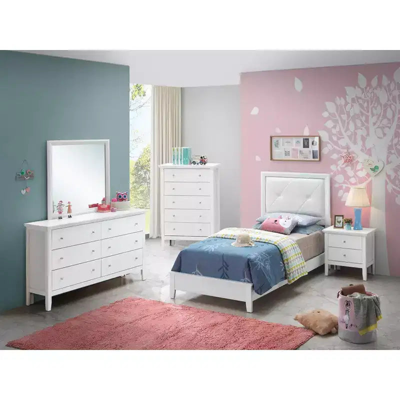 Passion Furniture Primo Tufted Faux Leather Upholstered Twin Panel Bed