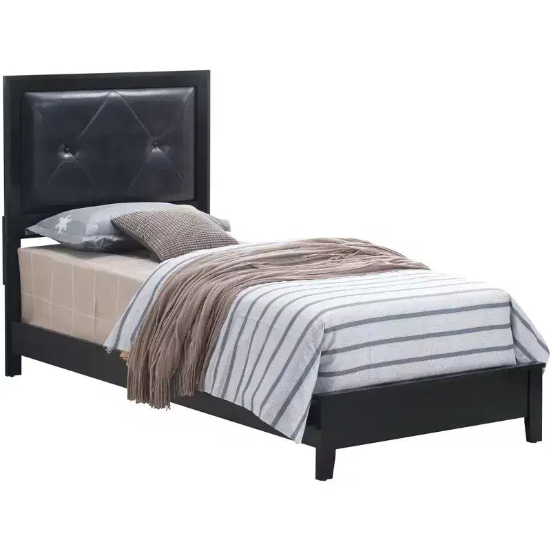 Passion Furniture Primo Tufted Faux Leather Upholstered Twin Panel Bed