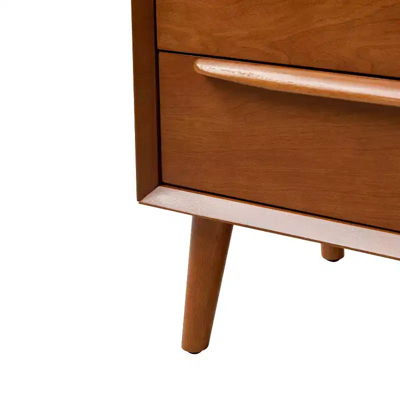 Margery Mid-century Modern 2 - Drawer end table with Built-In Outlets and Cable Management and Open Shelf Set of 2| HULALA HOME