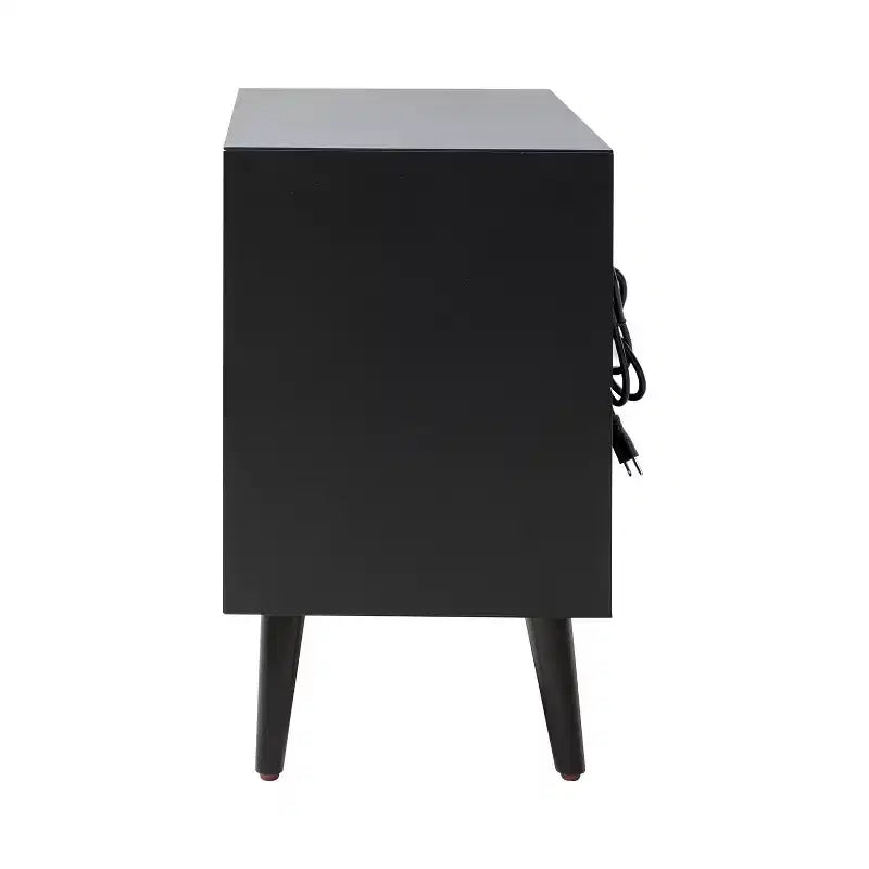 Margery Mid-century Modern 2 - Drawer end table with Built-In Outlets and Cable Management and Open Shelf Set of 2| HULALA HOME