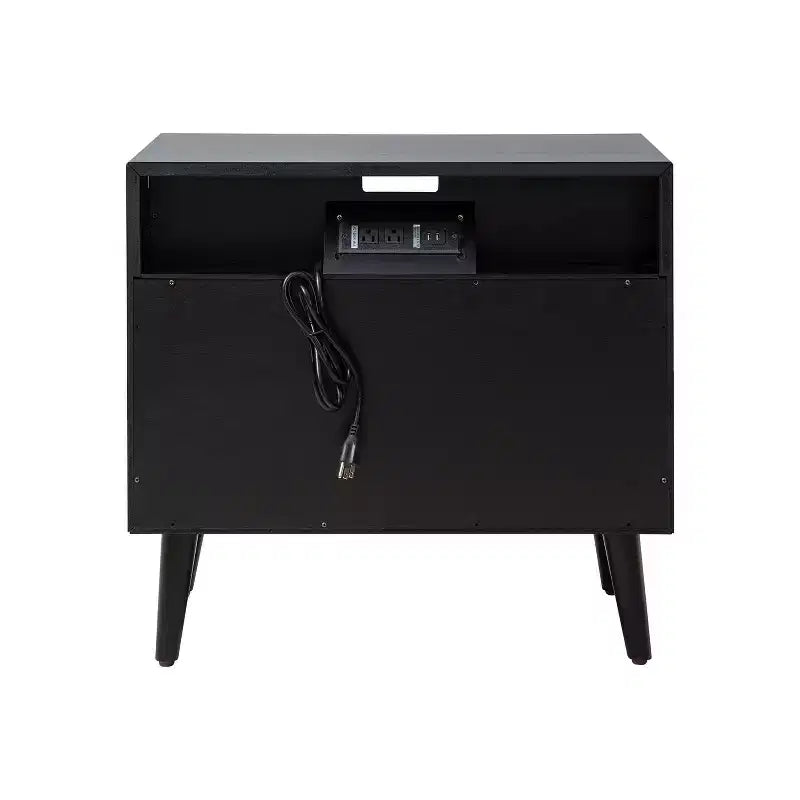 Margery Mid-century Modern 2 - Drawer end table with Built-In Outlets and Cable Management and Open Shelf Set of 2| HULALA HOME