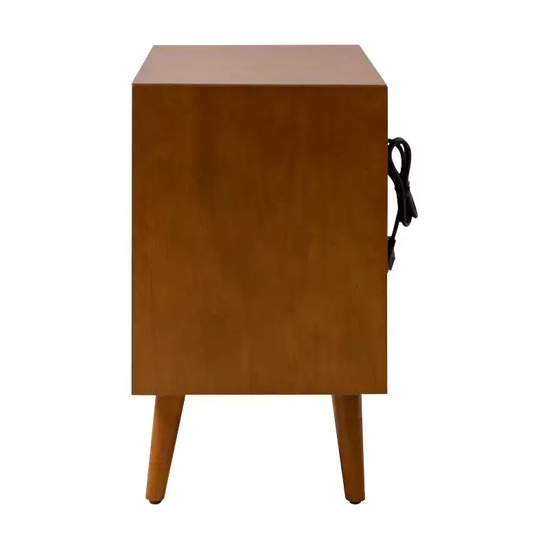 Margery Mid-century Modern 2 - Drawer end table with Built-In Outlets and Cable Management and Open Shelf Set of 2| HULALA HOME