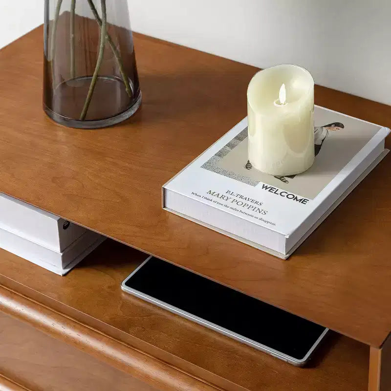 Margery Mid-century Modern 2 - Drawer end table with Built-In Outlets and Cable Management and Open Shelf Set of 2| HULALA HOME