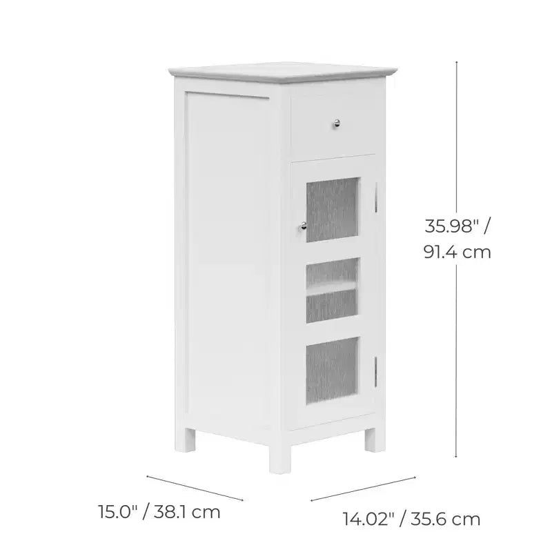 Teamson Home Connor Floor Cabinet with Adjustable Shelf and Drawer, White