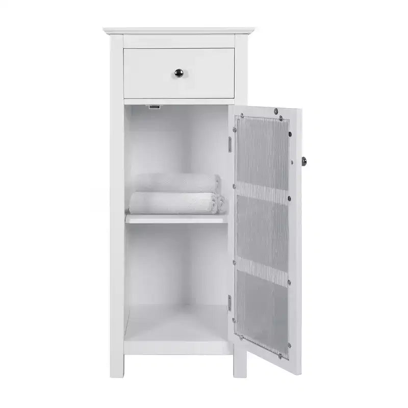 Teamson Home Connor Floor Cabinet with Adjustable Shelf and Drawer, White