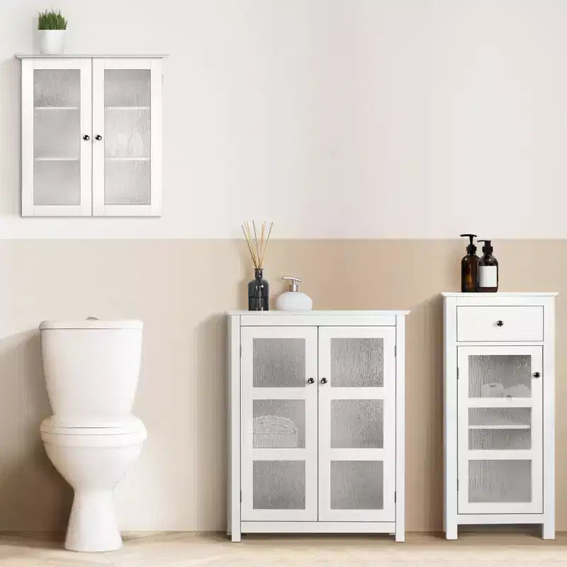 Teamson Home Connor Floor Cabinet with Adjustable Shelf and Drawer, White