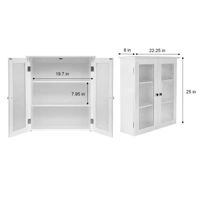 Teamson Home Connor Removable Wall Cabinet with Adjustable Shelves & 2 Glass Doors