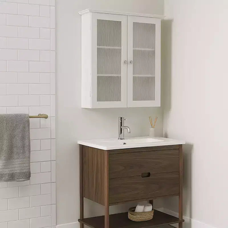 Teamson Home Connor Removable Wall Cabinet with Adjustable Shelves & 2 Glass Doors