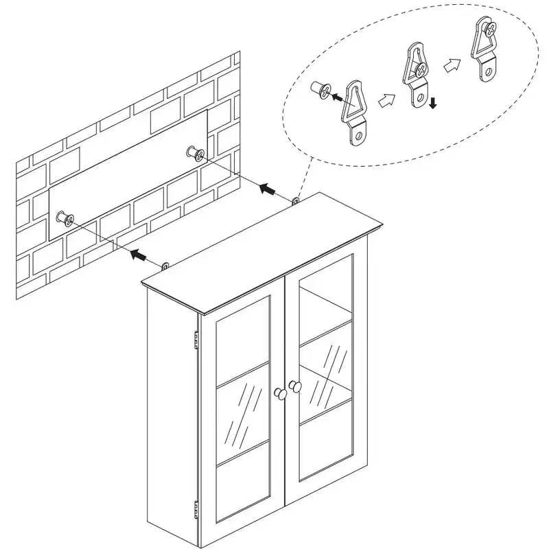 Teamson Home Connor Removable Wall Cabinet with Adjustable Shelves & 2 Glass Doors