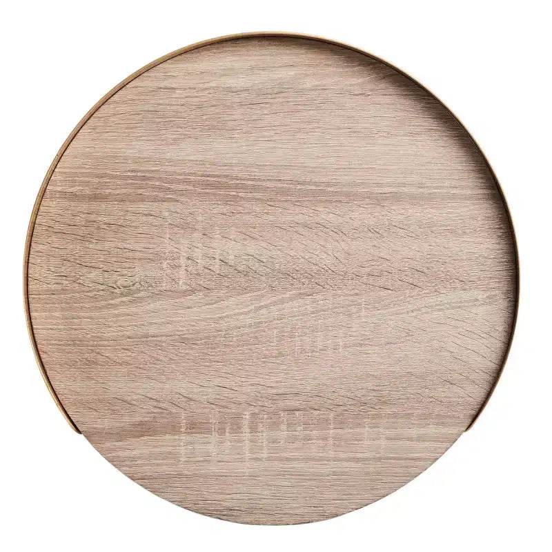 Prague Round Side Table - ACC4208A - Light Grey Oak/Gold - Safavieh