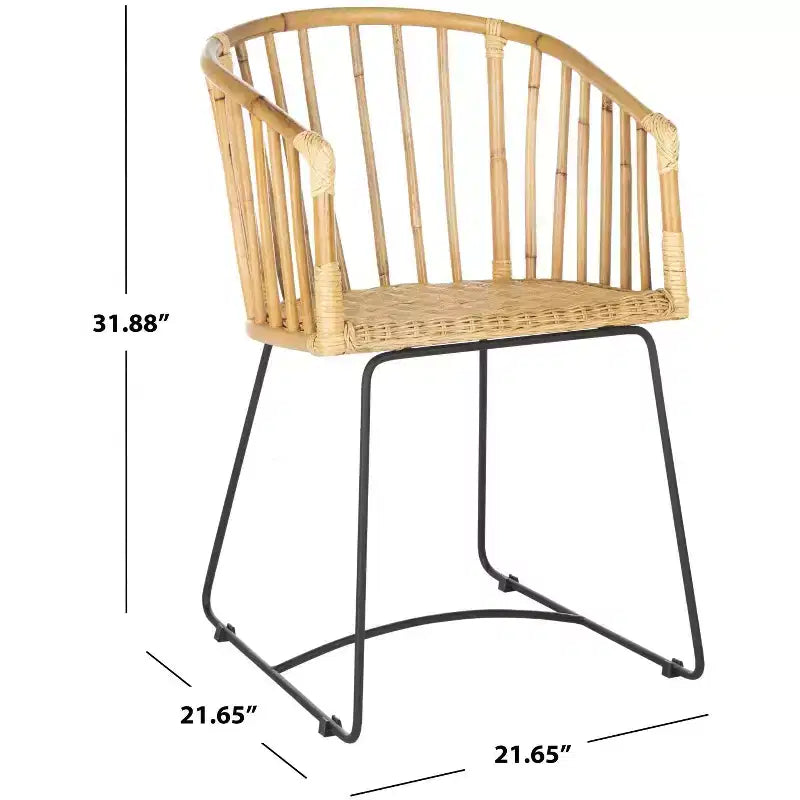 Siena Rattan Dining Chair - DCH6501 - Natural Unfinished/Black - Safavieh
