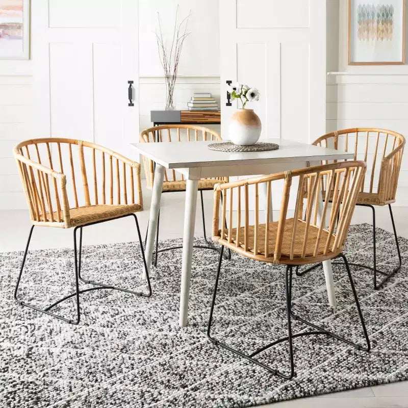 Siena Rattan Dining Chair - DCH6501 - Natural Unfinished/Black - Safavieh