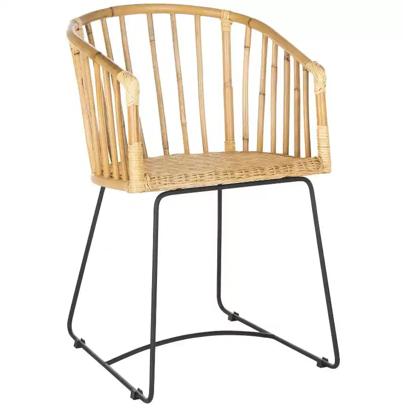 Siena Rattan Dining Chair - DCH6501 - Natural Unfinished/Black - Safavieh
