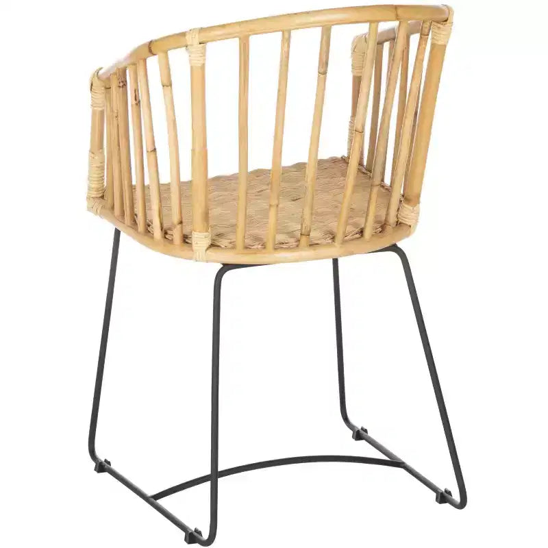 Siena Rattan Dining Chair - DCH6501 - Natural Unfinished/Black - Safavieh