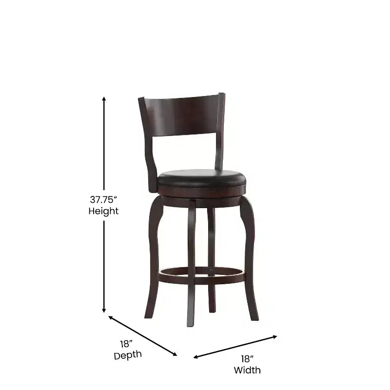 Emma and Oliver Classic Pub Style Swivel Wooden Barstool with Padded Faux Leather Seat
