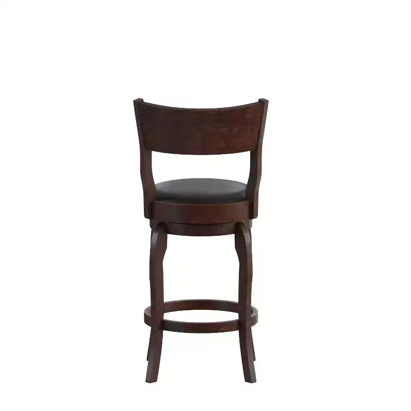 Emma and Oliver Classic Pub Style Swivel Wooden Barstool with Padded Faux Leather Seat