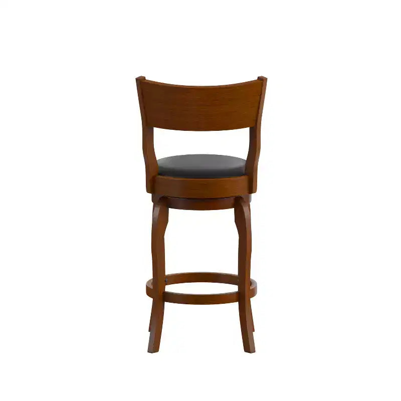 Emma and Oliver Classic Pub Style Swivel Wooden Barstool with Padded Faux Leather Seat