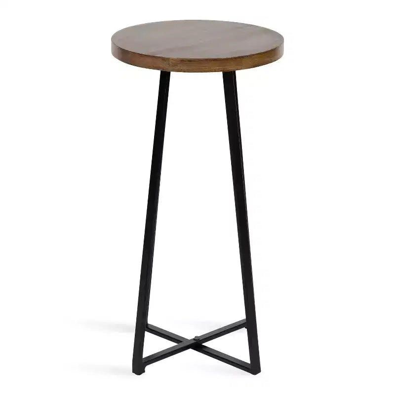 Kate and Laurel Zia Round Bar Stool, 12.75x12.75x25, Natural and Black