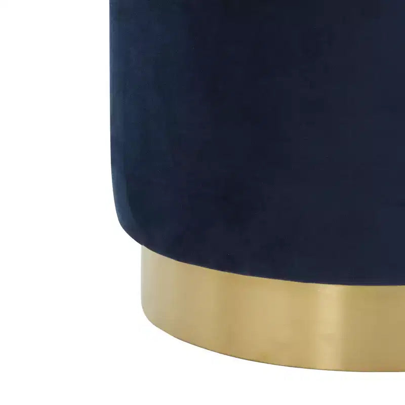 Elsworth Velvet Ottoman W Brass Base - SFV3558 - Navy/Brass - Safavieh Couture