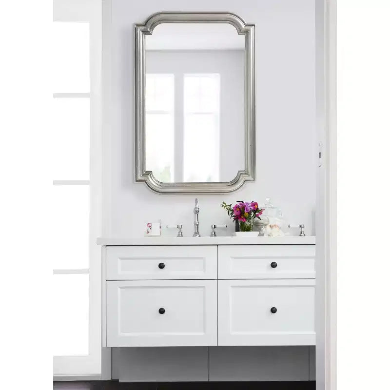 Kate and Laurel Kinsman Rectangle MDF Scallop Mirror, 24x36, Silver