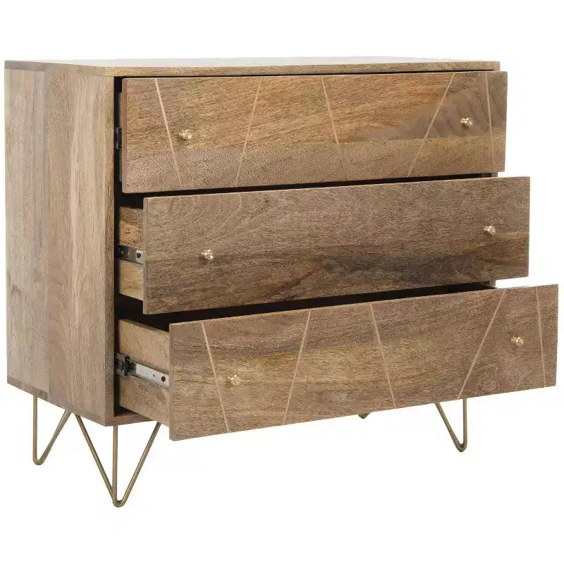 Marigold 3 Drawer Chest - CHS9001 - Natural/Brass - Safavieh