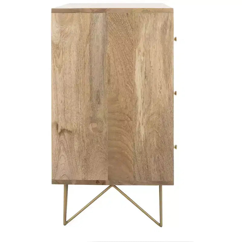 Marigold 3 Drawer Chest - CHS9001 - Natural/Brass - Safavieh