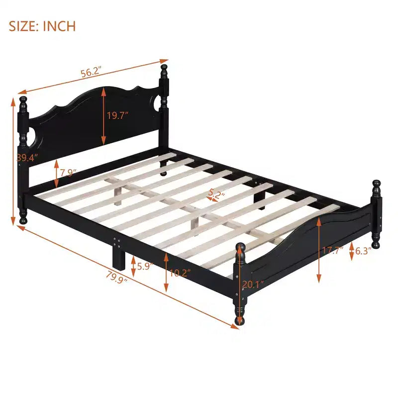 Full/Queen Size Wood Platform Bed Frame, Retro Style Platform Bed - ModernLuxe