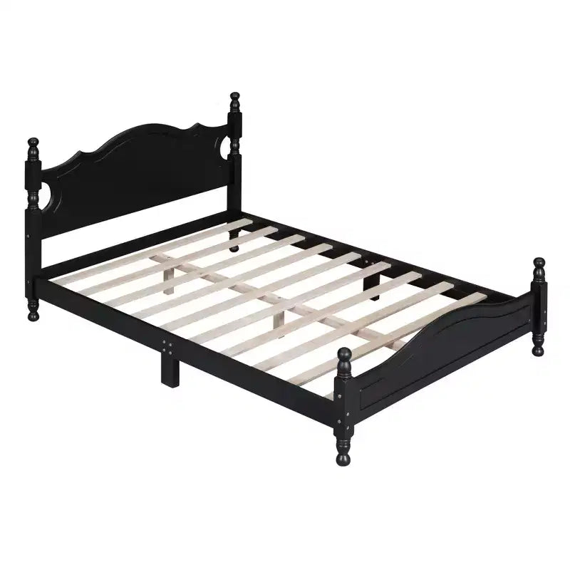 Full/Queen Size Wood Platform Bed Frame, Retro Style Platform Bed - ModernLuxe