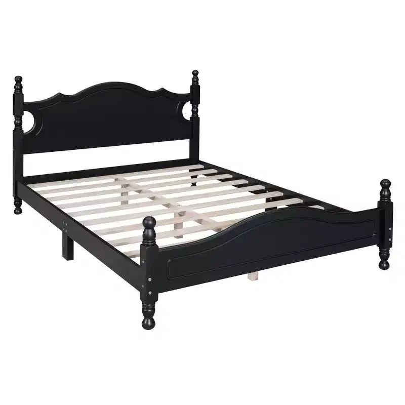 Full/Queen Size Wood Platform Bed Frame, Retro Style Platform Bed - ModernLuxe
