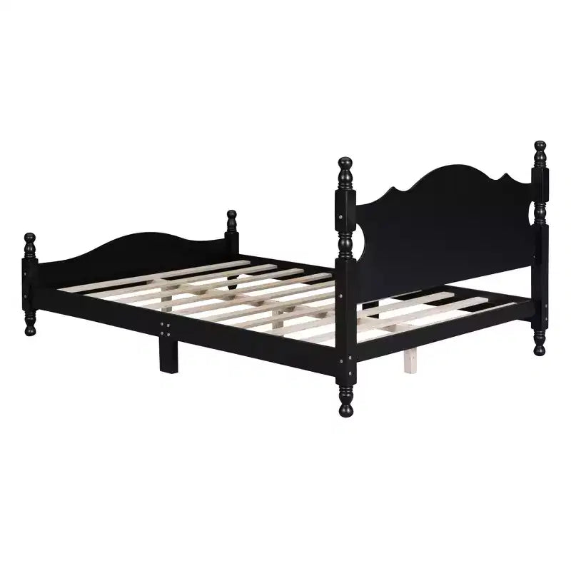 Full/Queen Size Wood Platform Bed Frame, Retro Style Platform Bed - ModernLuxe