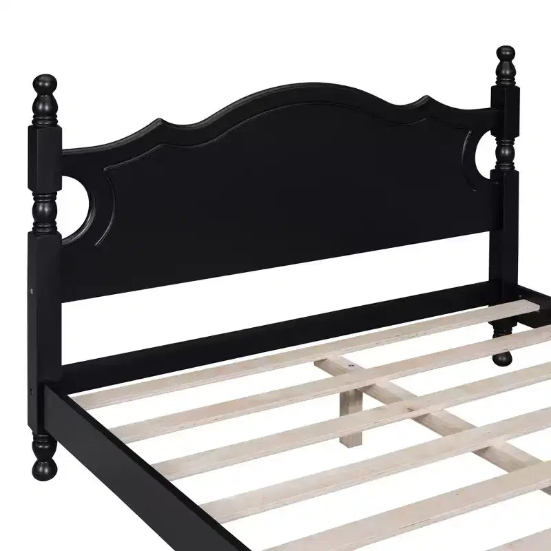 Full/Queen Size Wood Platform Bed Frame, Retro Style Platform Bed - ModernLuxe