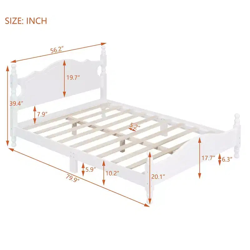 Full/Queen Size Wood Platform Bed Frame, Retro Style Platform Bed - ModernLuxe