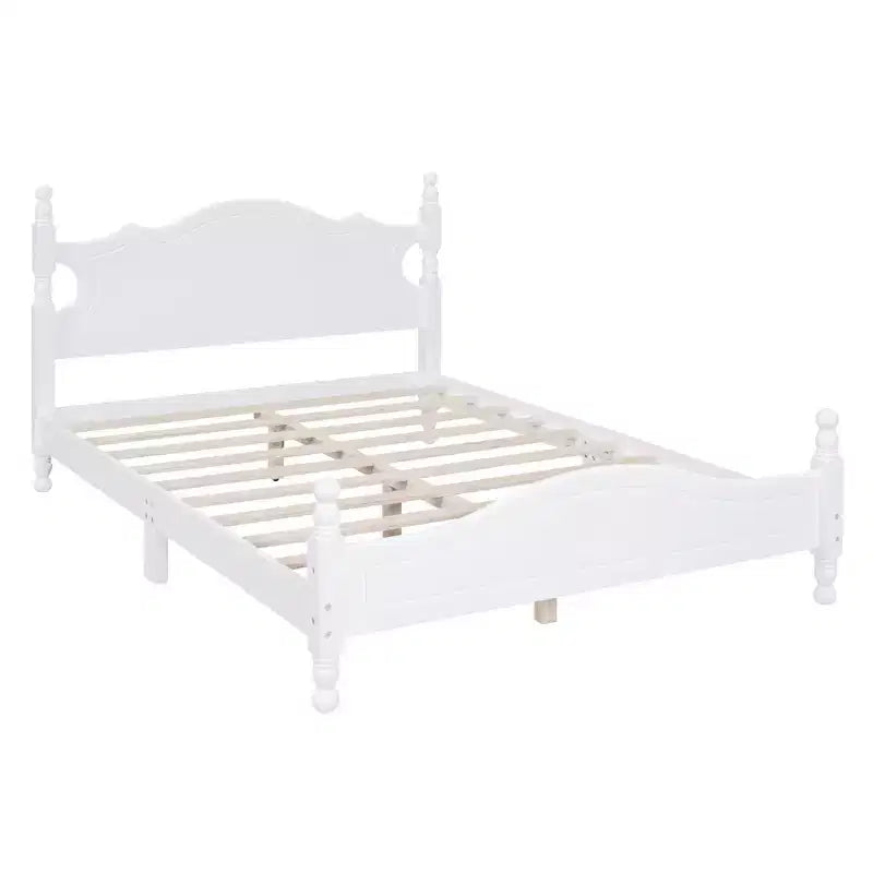 Full/Queen Size Wood Platform Bed Frame, Retro Style Platform Bed - ModernLuxe