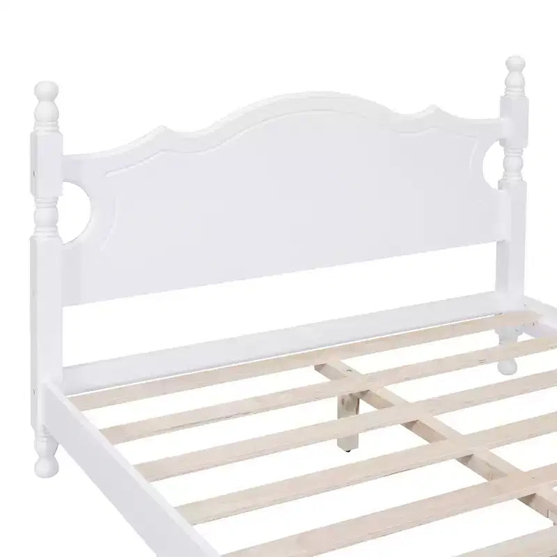 Full/Queen Size Wood Platform Bed Frame, Retro Style Platform Bed - ModernLuxe
