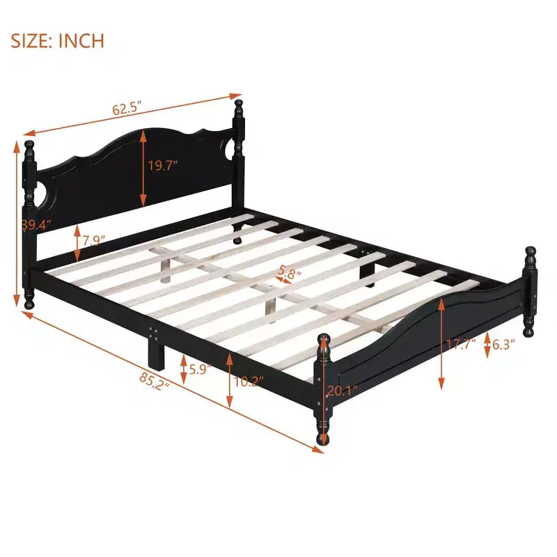 Full/Queen Size Wood Platform Bed Frame, Retro Style Platform Bed - ModernLuxe