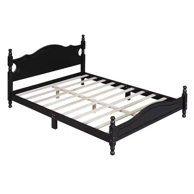 Full/Queen Size Wood Platform Bed Frame, Retro Style Platform Bed - ModernLuxe