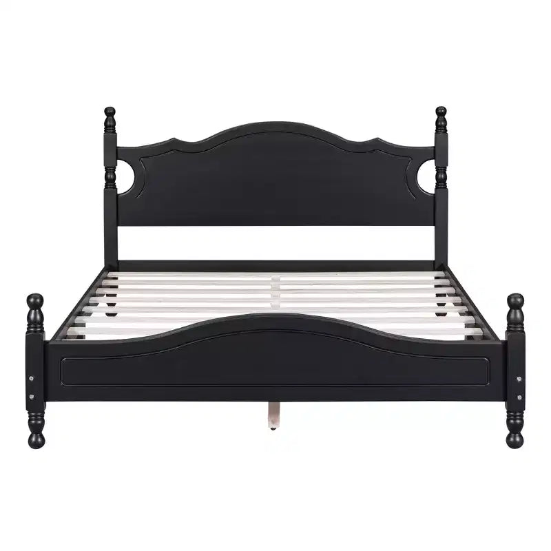 Full/Queen Size Wood Platform Bed Frame, Retro Style Platform Bed - ModernLuxe