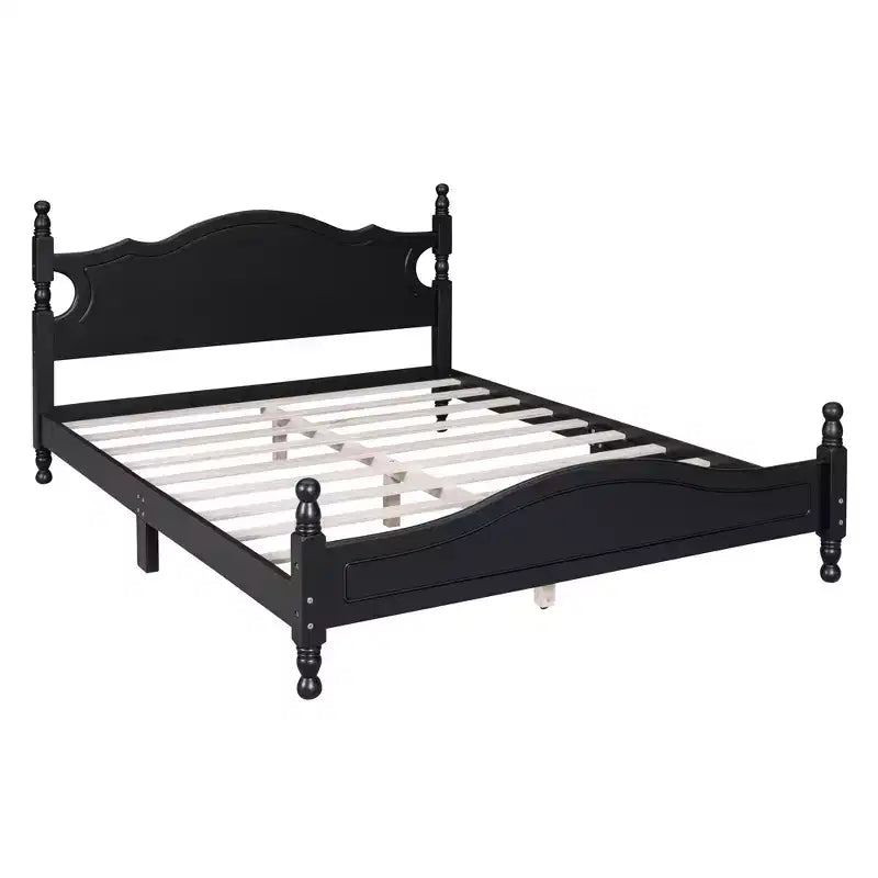Full/Queen Size Wood Platform Bed Frame, Retro Style Platform Bed - ModernLuxe