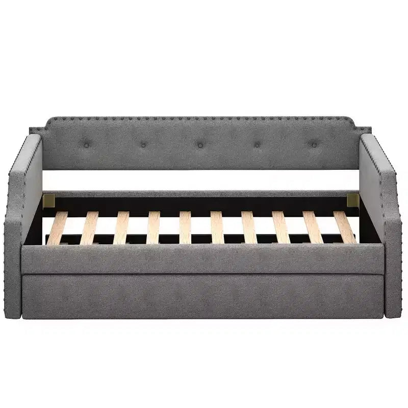 Twin Size Wood Daybed with Trundle Bed, Upholstered Sofa Bed-ModernLuxe