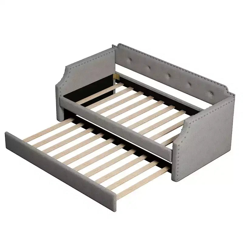 Twin Size Wood Daybed with Trundle Bed, Upholstered Sofa Bed-ModernLuxe