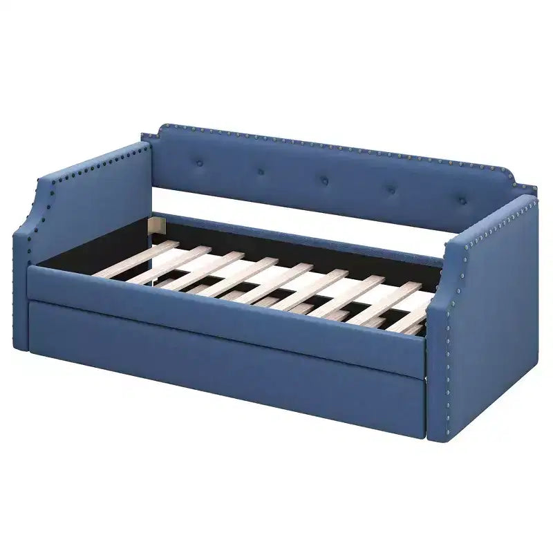 Twin Size Wood Daybed with Trundle Bed, Upholstered Sofa Bed-ModernLuxe